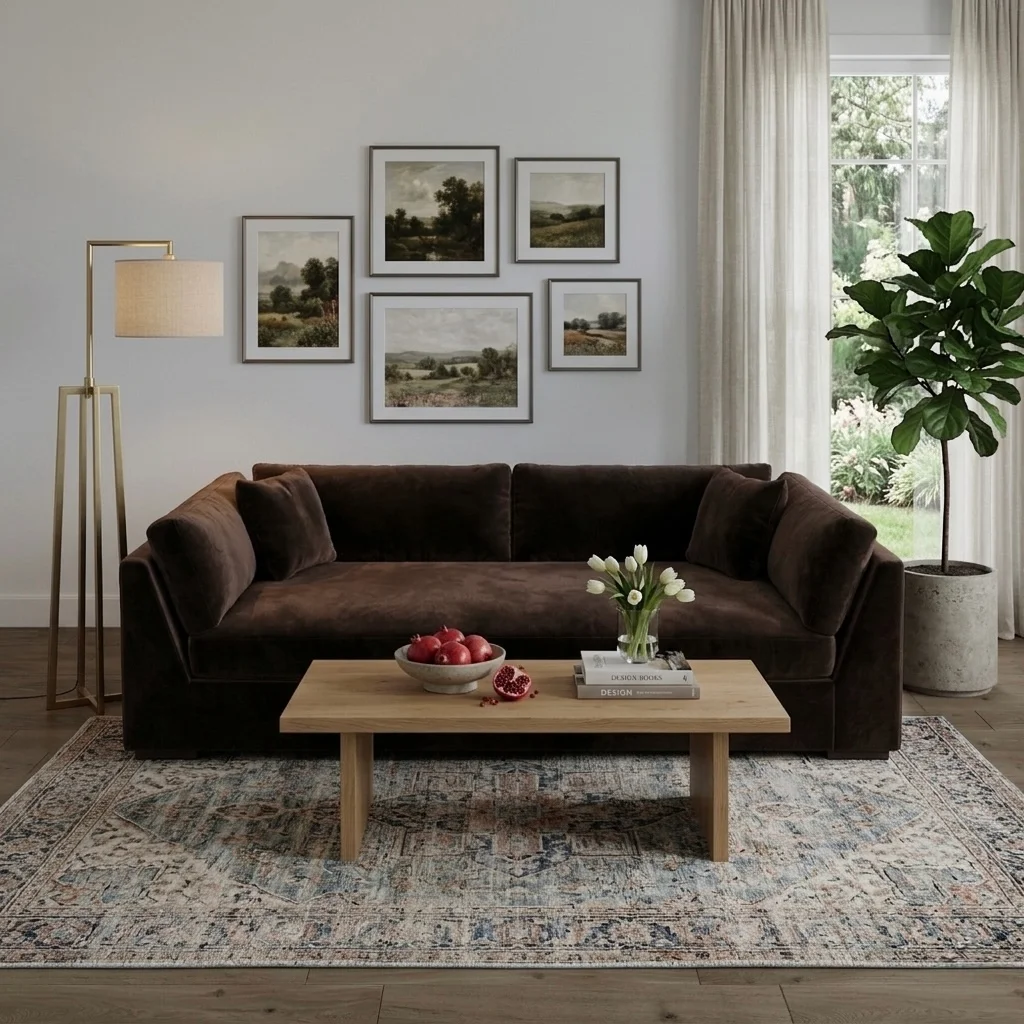 Together Sofa dark walnut velvet — view 3